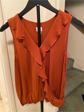 NWT a new day Rust Orange Ruffle Sleeveless Blouse size small